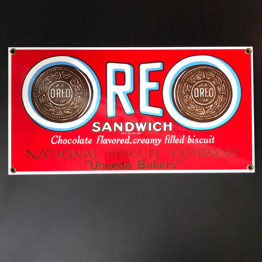 ANDE ROONEY Oreo Vintage National Biscuit Company Porcelain Enameled Sign
